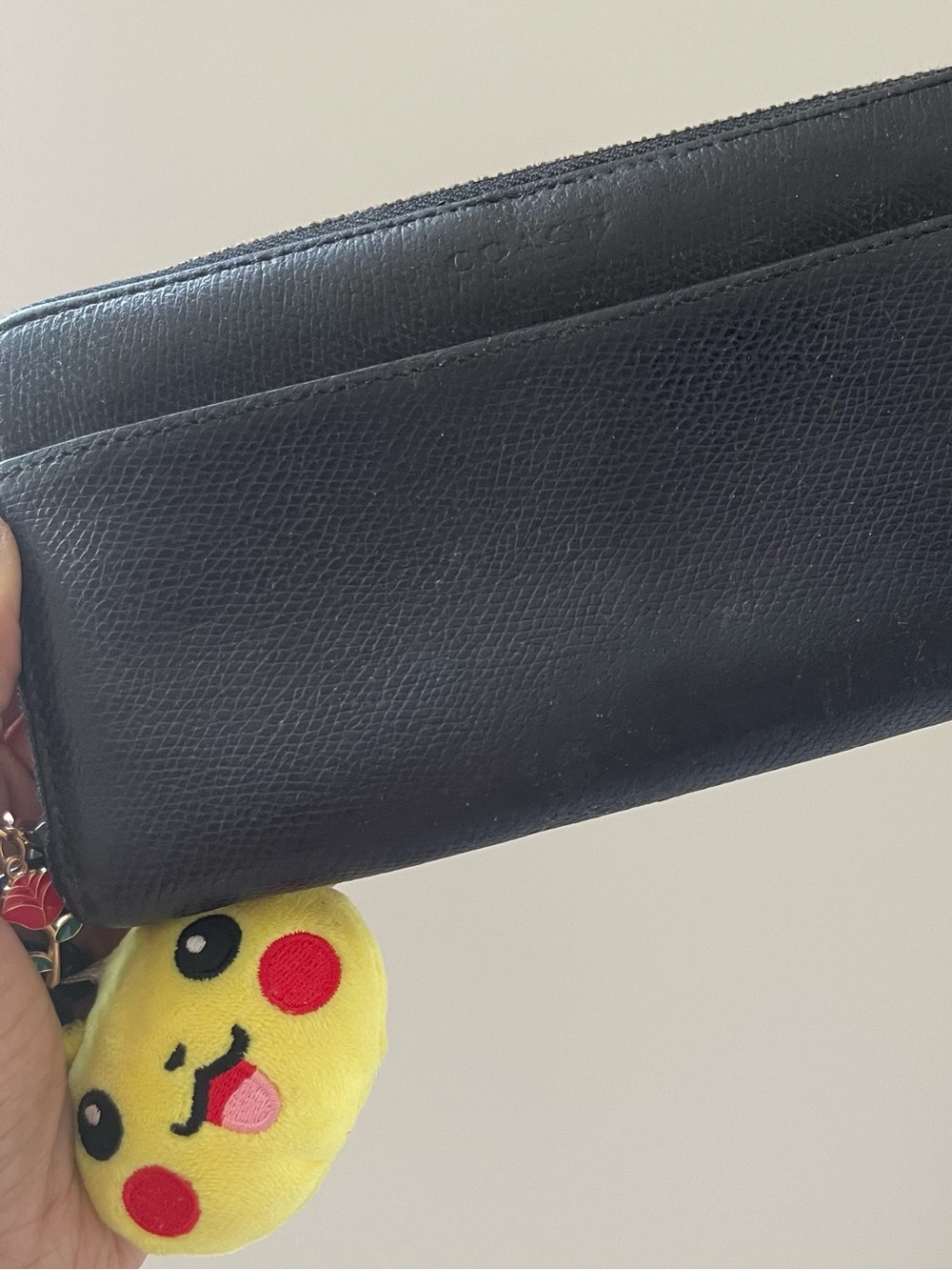 Coach Black Leather Zip Around Wallet Wristlet Clutch Organizer